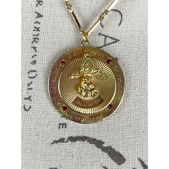 B11 Kramer I Love You Medallion Necklace Vintage Angel Heart Statement Celestial - Picture 6 of 13